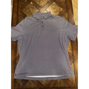 Untuckit Polo Shirt Mens XL Blue White‎ Geometric Performance S/S Golf Casual